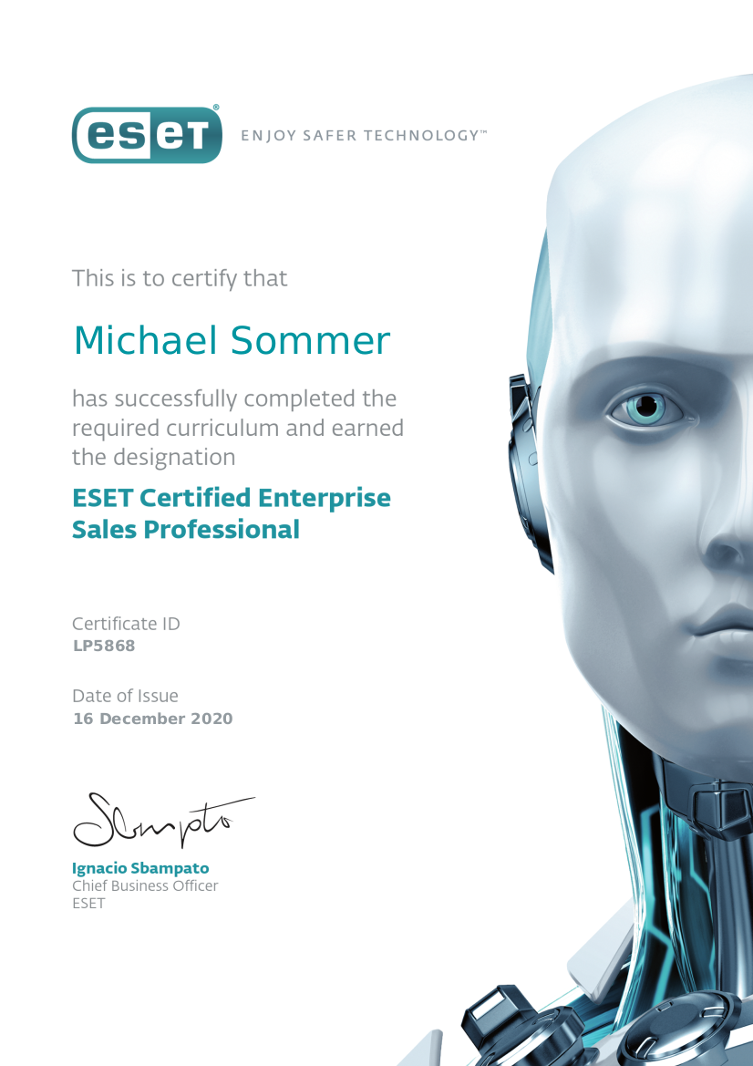 ESET Certified Enterprise Sales Professional