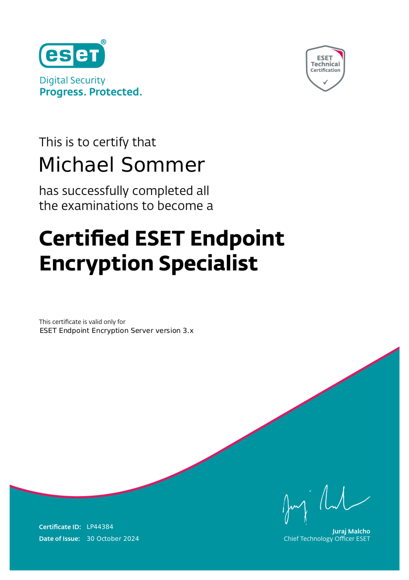 Certified ESET Endpoint Encryption Specialist
